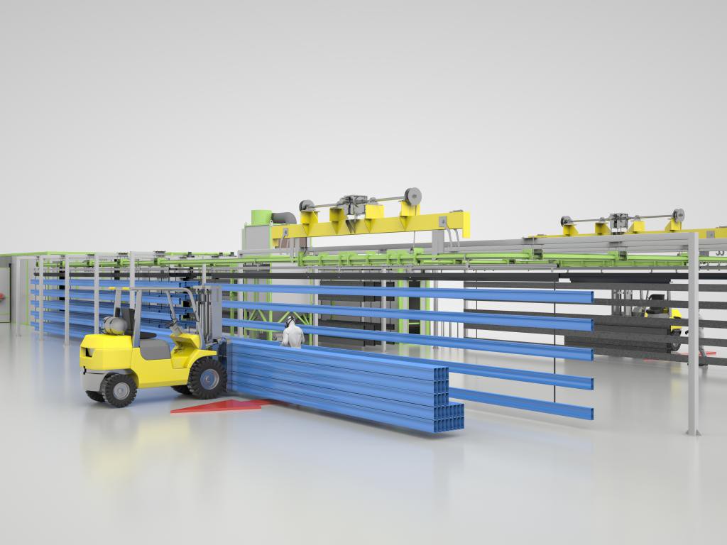 Линии порошковой окраски в металлургии Линия порошковой окраски для металлических профилей SPK GROUP